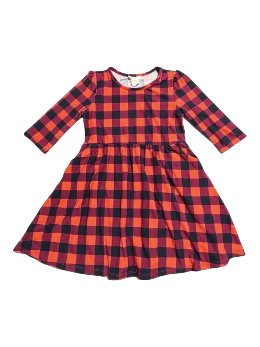 Emma & Elsa fall plaid twirl dress w/ pockets 6X
